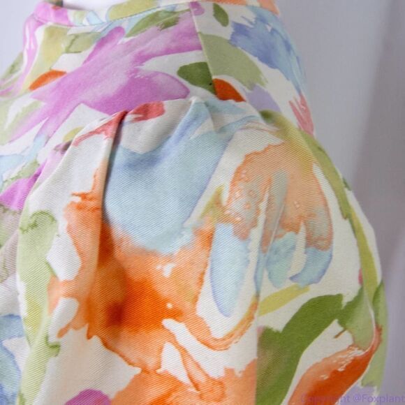 Vintage Sylvia Whyte for Saks Fifth Avenue multicolor floral print dress size 14 - Picture 14 of 16